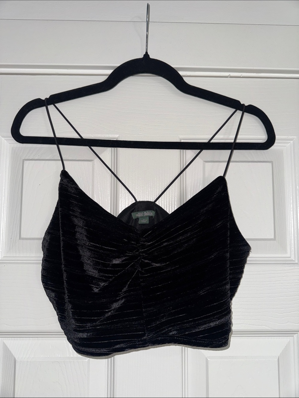 Wild Fable Black Velvet Ruched Cami Crop Top | Small